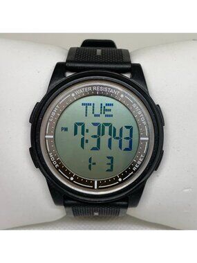 Aw02 men digital watch quartz black tone 43mm round WR  multifunction running